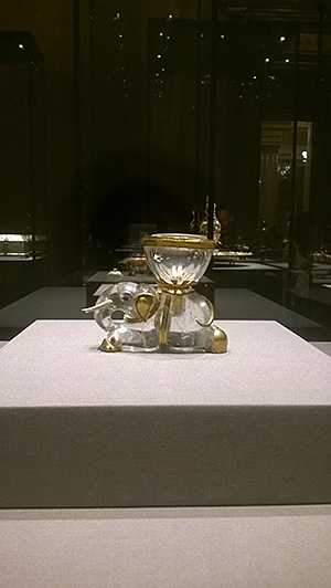 Elephant with Salt Cellar. Francisco Lopez, Lisbon/ Deccan, ca. 1550. Rock crystal, hyacinth, gold, enamel.